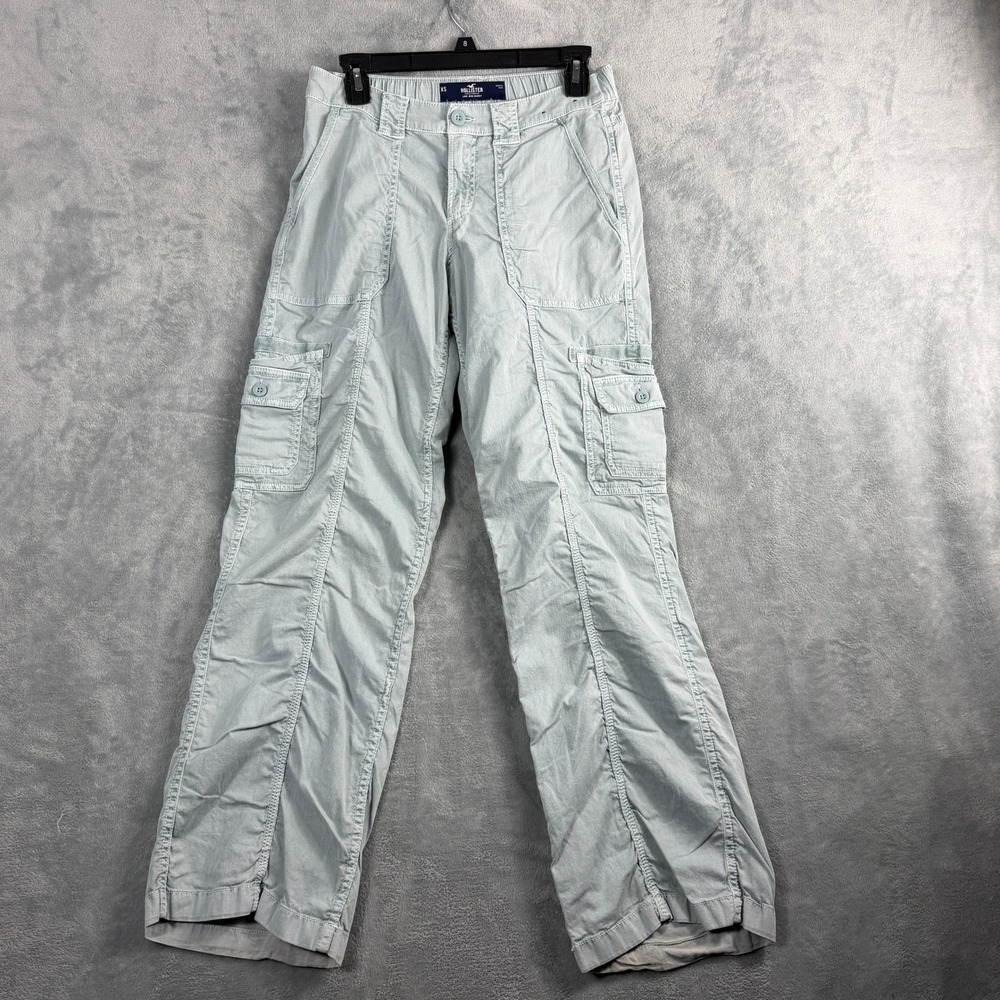 Hollister Women XS Light Blue Cargo Pants Low-Rise Baggy Y2K Utility Gorpcore